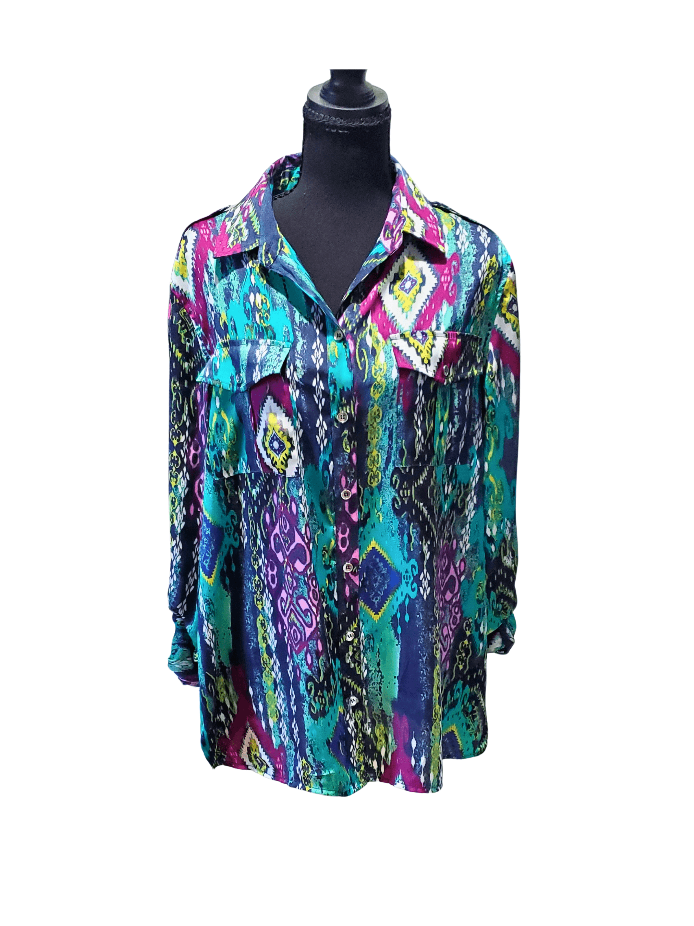 Jones New York signature , Jones New York signature — Jones New York Signature Blouse preppy large Abstract , excellent
